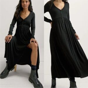 EUC Hatch Small The Softest Ribbed Nursing Dress Black Stretch Maternity Women